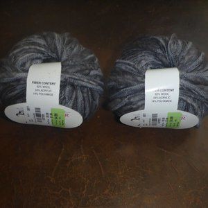 2 Balls Trendsetter Wool Blend Yarn Color 14 Charcoal Shadow - 60 yds ea.